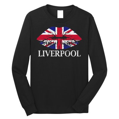 Liverpool England British Flag Lips Long Sleeve Shirt