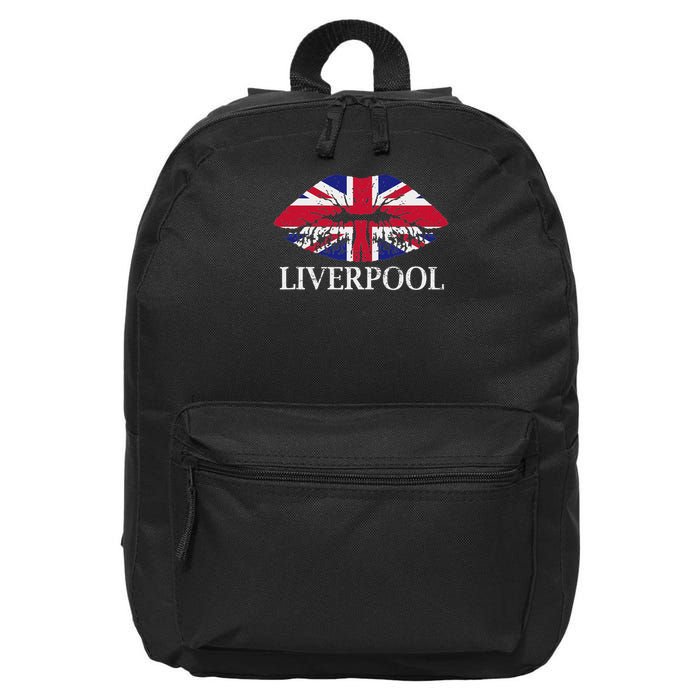 Liverpool England British Flag Lips 16 in Basic Backpack