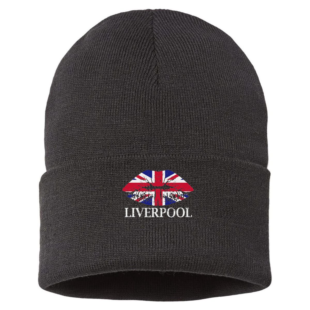 Liverpool England British Flag Lips Sustainable Knit Beanie