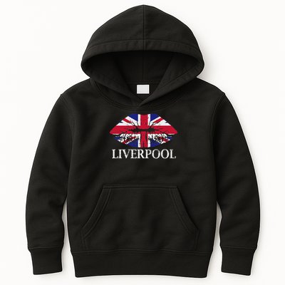 Liverpool England British Flag Lips Kids Hoodie