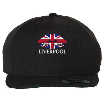 Liverpool England British Flag Lips Wool Snapback Cap