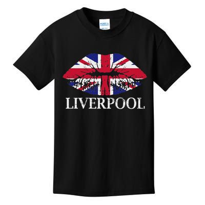Liverpool England British Flag Lips Kids T-Shirt