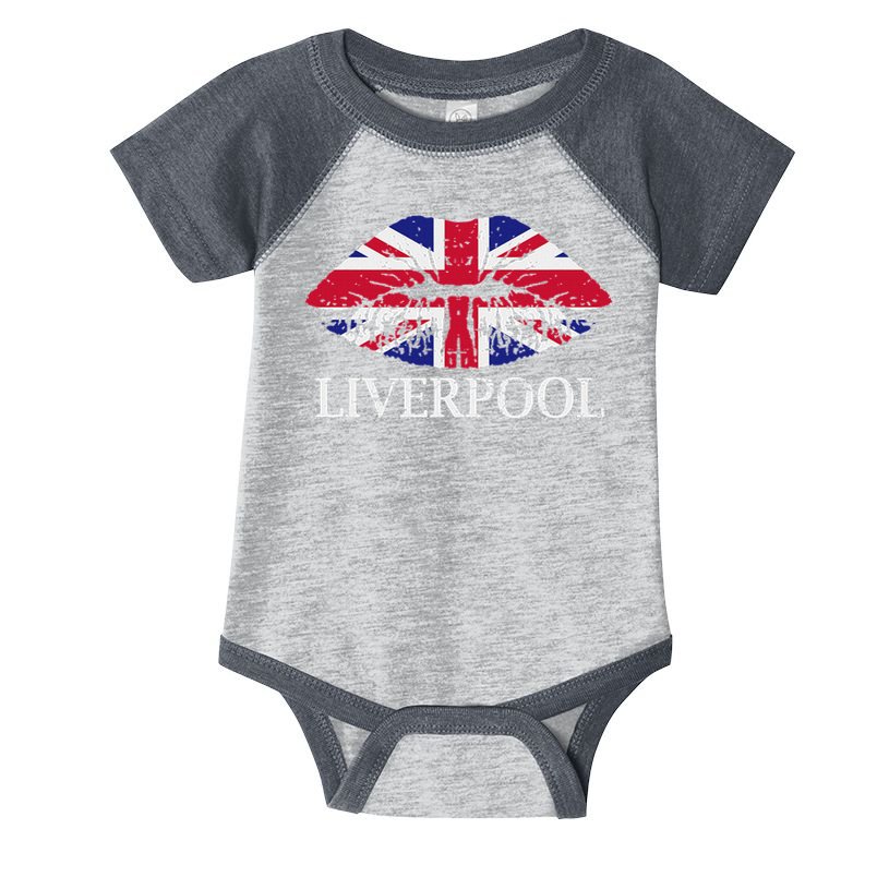Liverpool England British Flag Lips Infant Baby Jersey Bodysuit