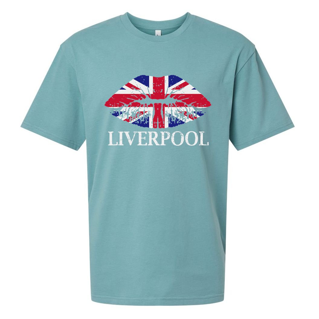 Liverpool England British Flag Lips Sueded Cloud Jersey T-Shirt