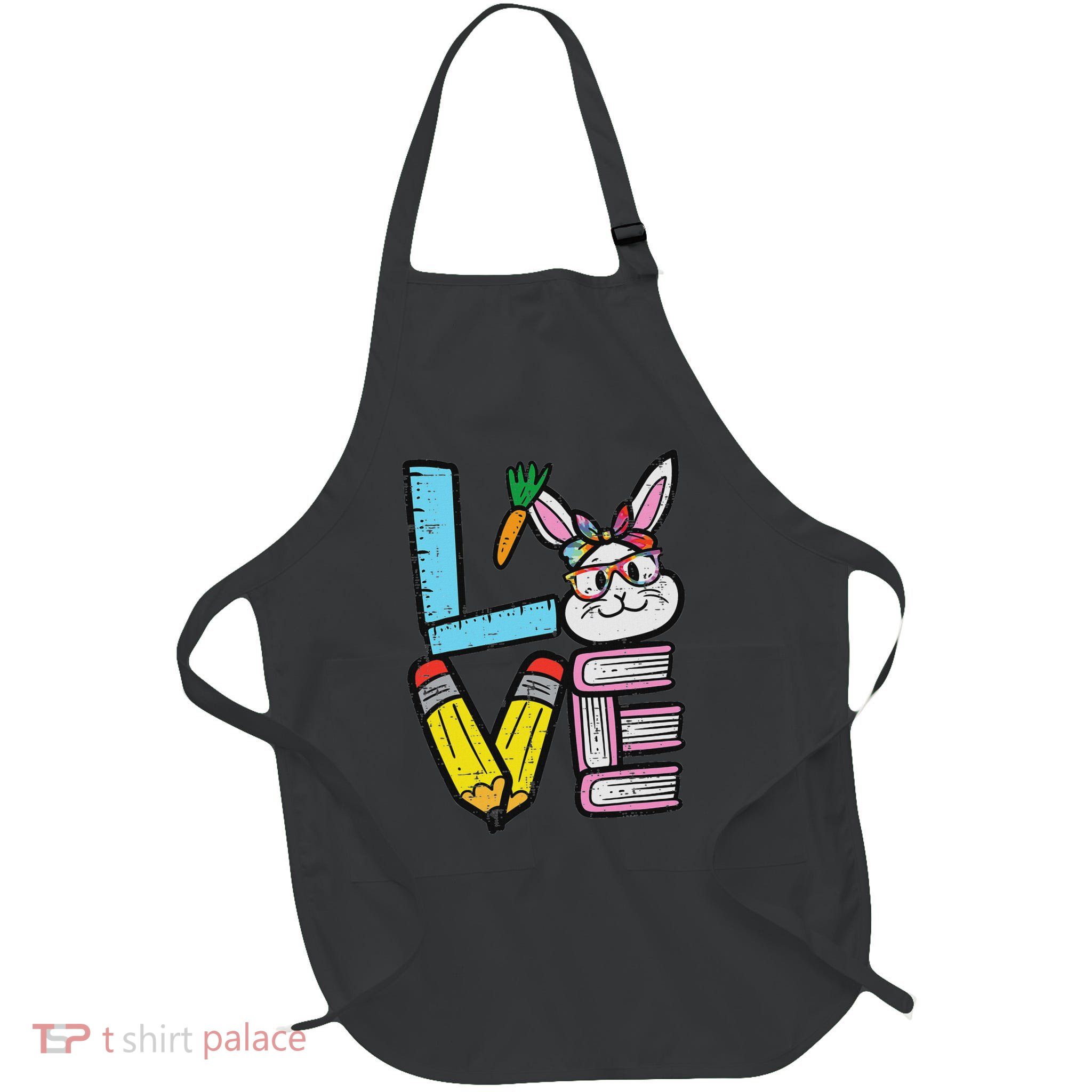 Love Easter Bunny Teacher Cute Rabbit Spring School Women Full-Length Apron With Pockets