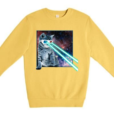 Laser Eye Cat 3d Glasses Kitty Galaxy Space Xmas Gift Cute Gift Premium Crewneck Sweatshirt