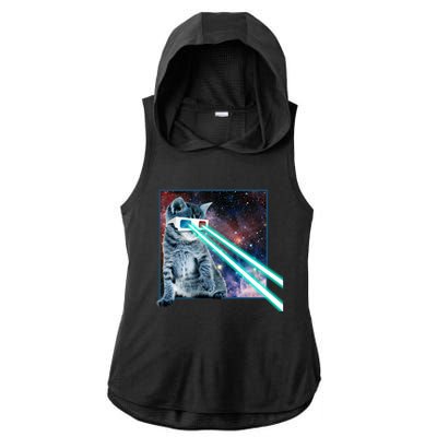 Laser Eye Cat 3d Glasses Kitty Galaxy Space Xmas Gift Cute Gift Ladies PosiCharge Tri-Blend Wicking Draft Hoodie Tank