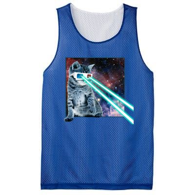 Laser Eye Cat 3d Glasses Kitty Galaxy Space Xmas Gift Cute Gift Mesh Reversible Basketball Jersey Tank