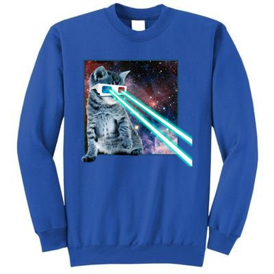 Laser Eye Cat 3d Glasses Kitty Galaxy Space Xmas Gift Cute Gift Tall Sweatshirt