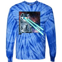 Laser Eye Cat 3d Glasses Kitty Galaxy Space Xmas Gift Cute Gift Tie-Dye Long Sleeve Shirt