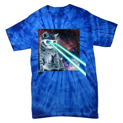 Laser Eye Cat 3d Glasses Kitty Galaxy Space Xmas Gift Cute Gift Tie-Dye T-Shirt