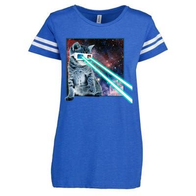 Laser Eye Cat 3d Glasses Kitty Galaxy Space Xmas Gift Cute Gift Enza Ladies Jersey Football T-Shirt