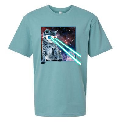 Laser Eye Cat 3d Glasses Kitty Galaxy Space Xmas Gift Cute Gift Sueded Cloud Jersey T-Shirt