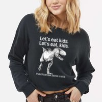 LetS Eat Children T Rex Funny Cropped Pullover Crew