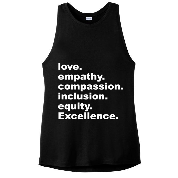 Love Empathy Compassion Inclusion Equity Excellence Ladies PosiCharge Tri-Blend Wicking Tank