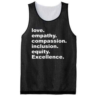 Love Empathy Compassion Inclusion Equity Excellence Mesh Reversible Basketball Jersey Tank