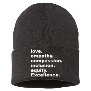 Love Empathy Compassion Inclusion Equity Excellence Sustainable Knit Beanie