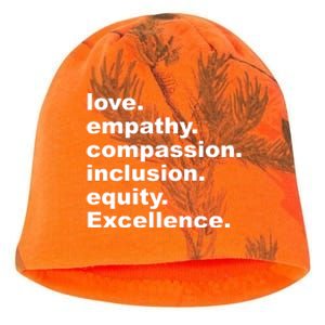 Love Empathy Compassion Inclusion Equity Excellence Kati - Camo Knit Beanie