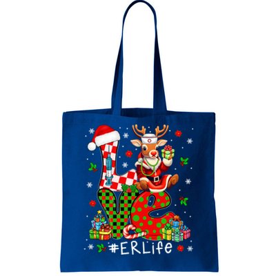 Love Er Christmas Santa Reindeer Wearing Stethoscope Nurse Cool Gift Tote Bag