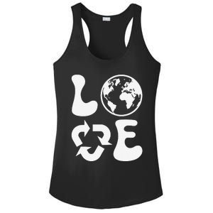 Love Earth Day Recycle Ladies PosiCharge Competitor Racerback Tank