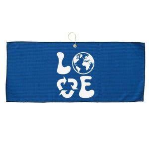 Love Earth Day Recycle Large Microfiber Waffle Golf Towel