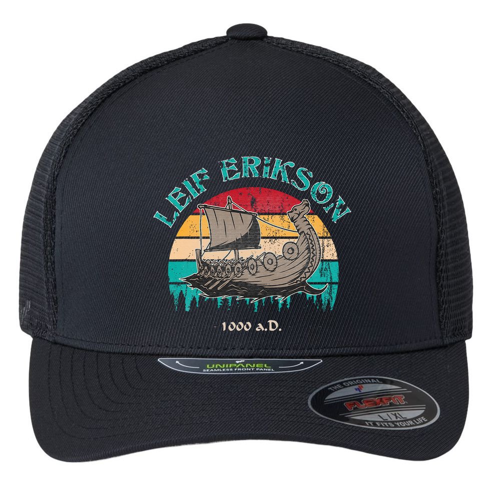 Leif Erikson Day Design For Norseman Flexfit Unipanel Trucker Cap