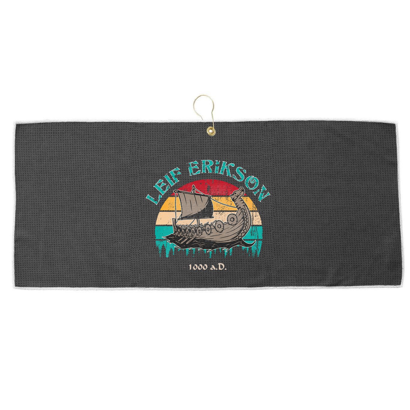 Leif Erikson Day Design For Norseman Large Microfiber Waffle Golf Towel