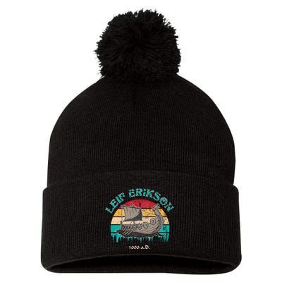 Leif Erikson Day Design For Norseman Pom Pom 12in Knit Beanie