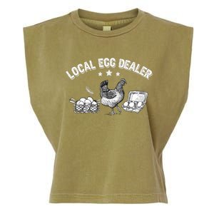 Local Egg Dealer Funny Chicken Lover Farm Farmer Gift Garment-Dyed Women's Muscle Tee