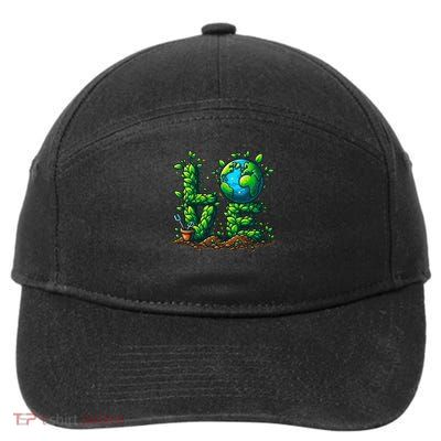 Love Earth Day Environmental Eco-Friendly Planet Nature 7-Panel Snapback Hat