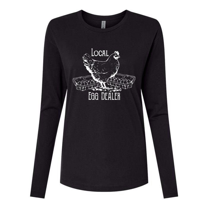 Local Egg Dealer Funny Bleached Chicken Lover Farm Farmer Womens Cotton Relaxed Long Sleeve T-Shirt