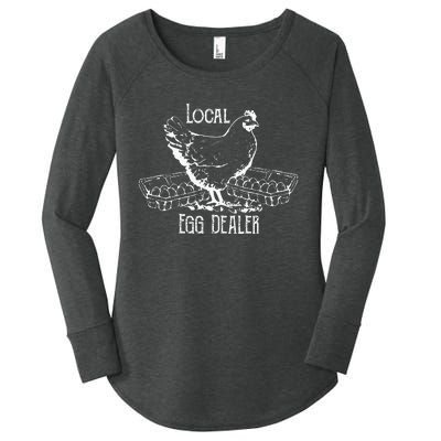 Local Egg Dealer Funny Bleached Chicken Lover Farm Farmer Women's Perfect Tri Tunic Long Sleeve Shirt