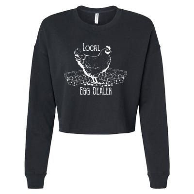 Local Egg Dealer Funny Bleached Chicken Lover Farm Farmer Cropped Pullover Crew