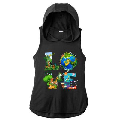 Love Earth Day 53rd Anniversary Save Our Planet Environt Gift Ladies PosiCharge Tri-Blend Wicking Draft Hoodie Tank