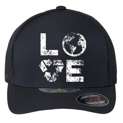 Love Earth Day 90s Vintage Recycling Or Teacher Flexfit Unipanel Trucker Cap