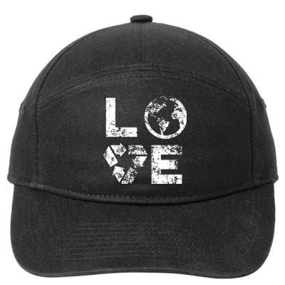 Love Earth Day 90s Vintage Recycling Or Teacher 7-Panel Snapback Hat