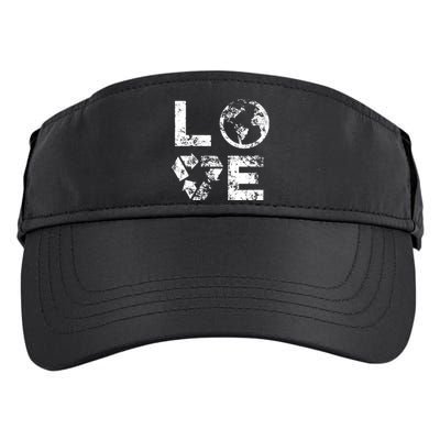 Love Earth Day 90s Vintage Recycling Or Teacher Adult Drive Performance Visor