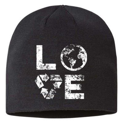 Love Earth Day 90s Vintage Recycling Or Teacher Sustainable Beanie