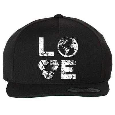 Love Earth Day 90s Vintage Recycling Or Teacher Wool Snapback Cap