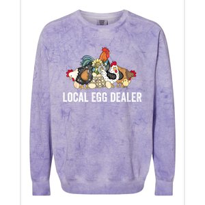 Local Egg Dealer Funny Bleached Chicken Lover Farm Farmer Colorblast Crewneck Sweatshirt