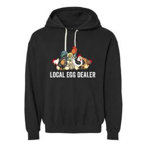 Local Egg Dealer Funny Bleached Chicken Lover Farm Farmer Garment-Dyed Fleece Hoodie