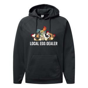 Local Egg Dealer Funny Bleached Chicken Lover Farm Farmer Performance Fleece Hoodie