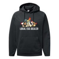 Local Egg Dealer Funny Bleached Chicken Lover Farm Farmer Performance Fleece Hoodie