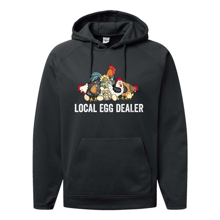 Local Egg Dealer Funny Bleached Chicken Lover Farm Farmer Performance Fleece Hoodie