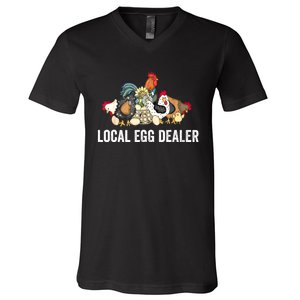 Local Egg Dealer Funny Bleached Chicken Lover Farm Farmer V-Neck T-Shirt