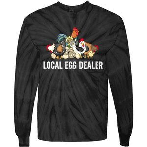 Local Egg Dealer Funny Bleached Chicken Lover Farm Farmer Tie-Dye Long Sleeve Shirt