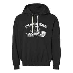 Local Egg Dealer Funny Bleached Chicken Lover Farm Farmer Garment-Dyed Fleece Hoodie