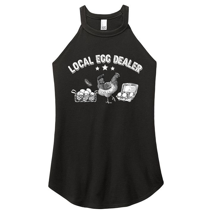 Local Egg Dealer Funny Bleached Chicken Lover Farm Farmer Women's Perfect Tri Rocker Tank
