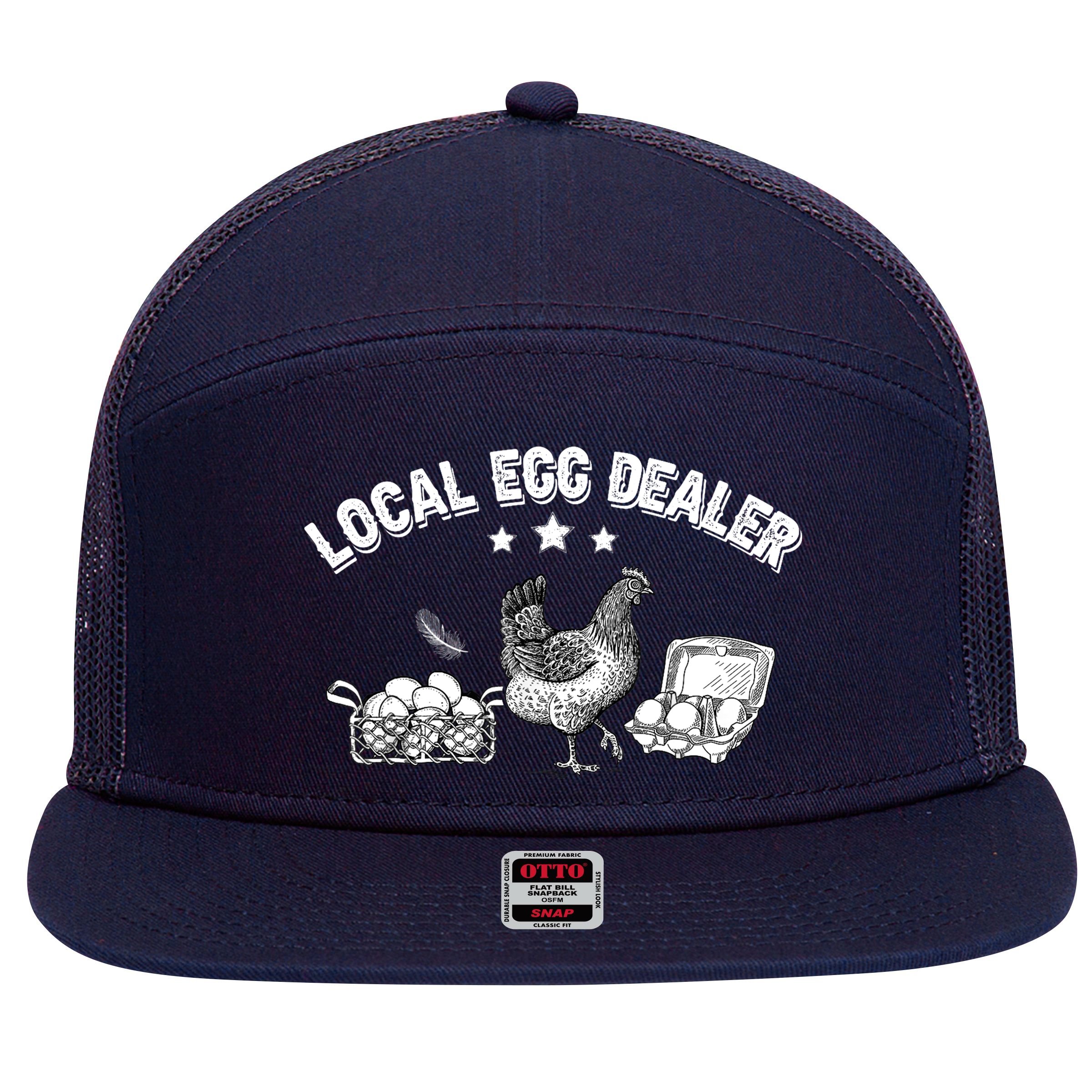 Local Egg Dealer Funny Bleached Chicken Lover Farm Farmer 7 Panel Mesh Trucker Snapback Hat