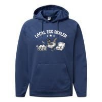 Local Egg Dealer Funny Bleached Chicken Lover Farm Farmer Performance Fleece Hoodie